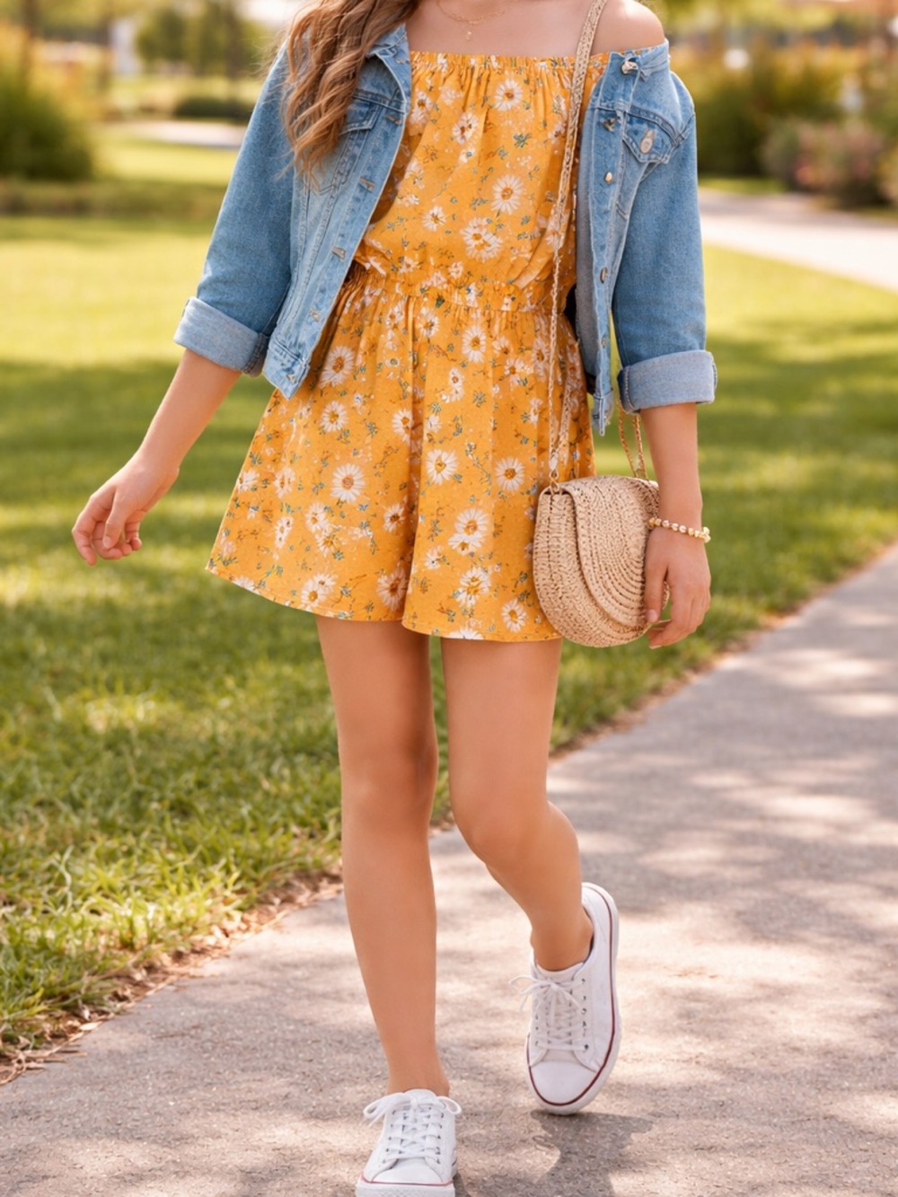 Chenault Girl Yellow Floral Romper – Girls Size 12 – Excellent Condition